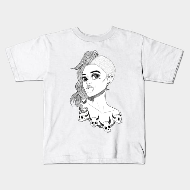 Demon Skull Girl Kids T-Shirt by PeppermintKamz